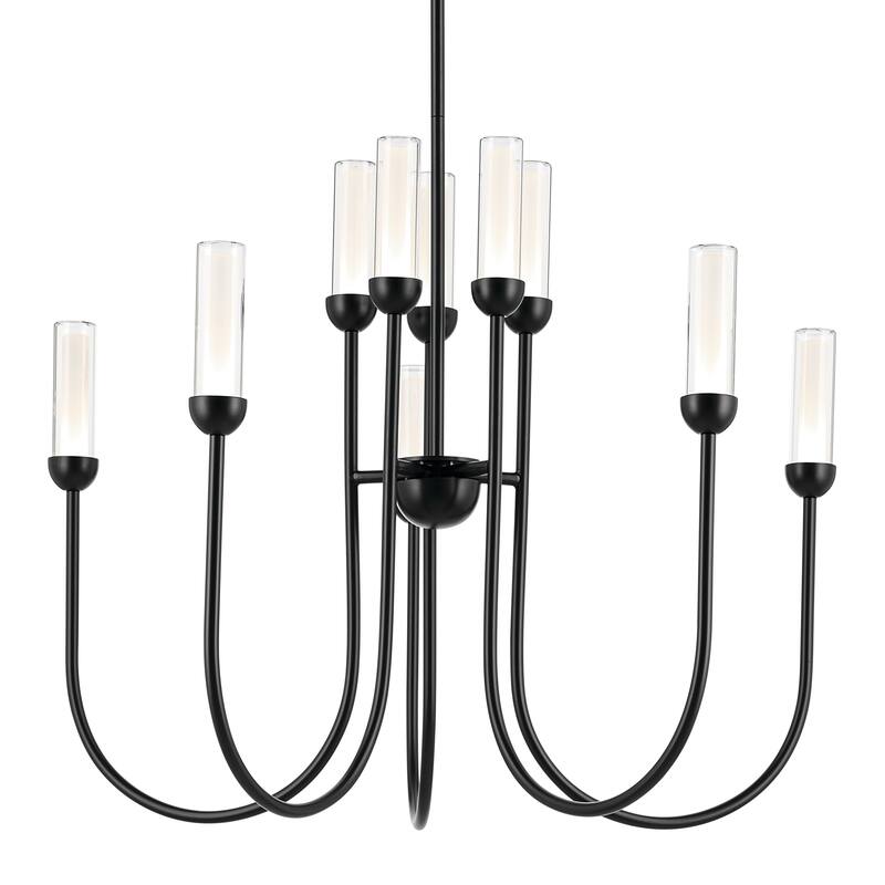 Moraine 30 Inch LED 10 Light 2-Tier Chandelier in Black