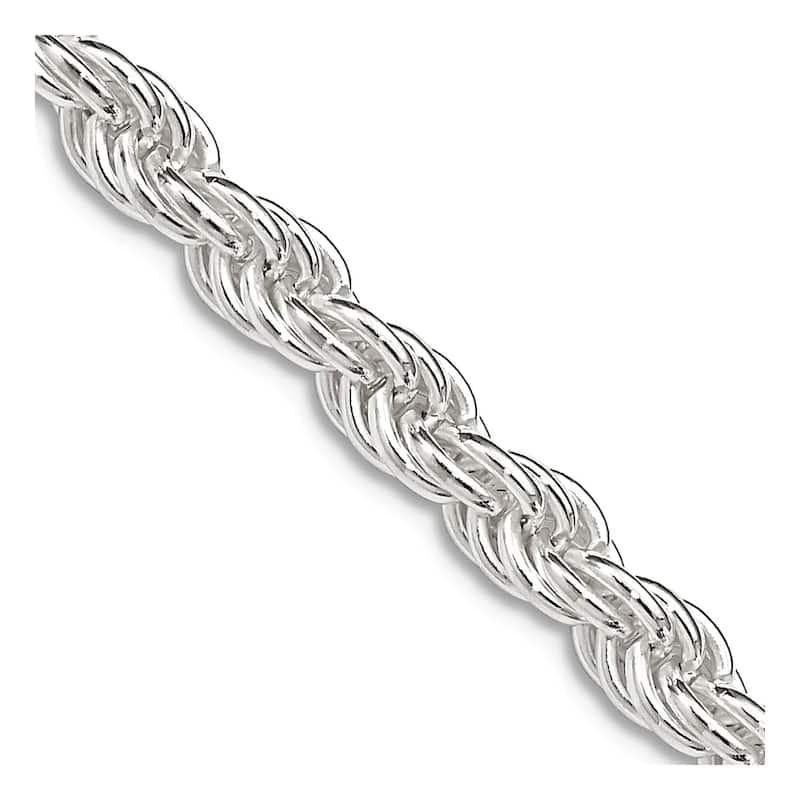 Curata 925 Sterling Silver 4.5mm Solid Rope Chain Necklace for Men