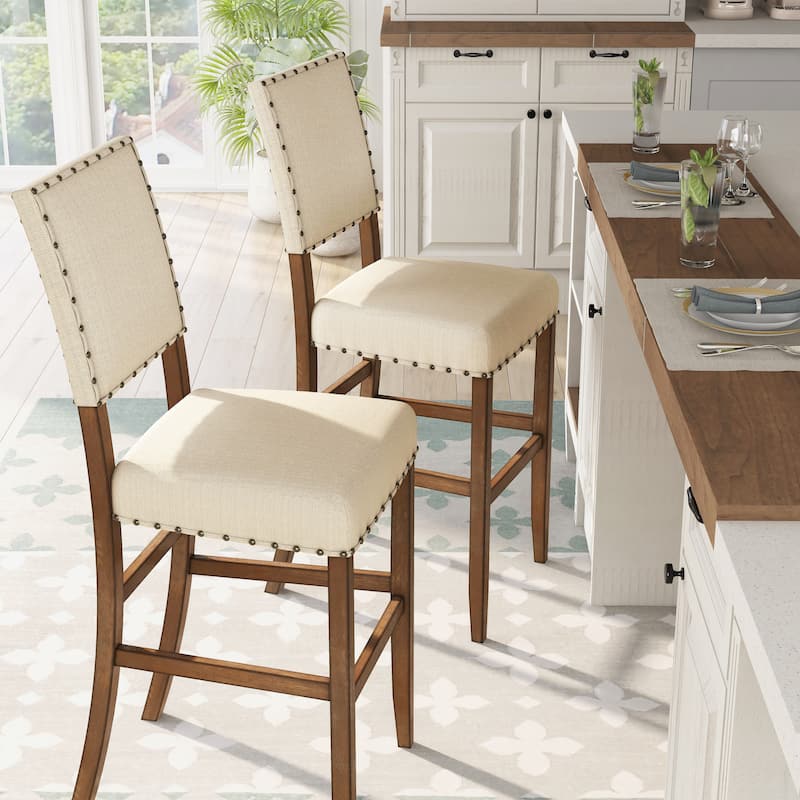 Tays Contemporary Brown Fabric Bar Height Chairs (Set of 2) by Furniture of America
