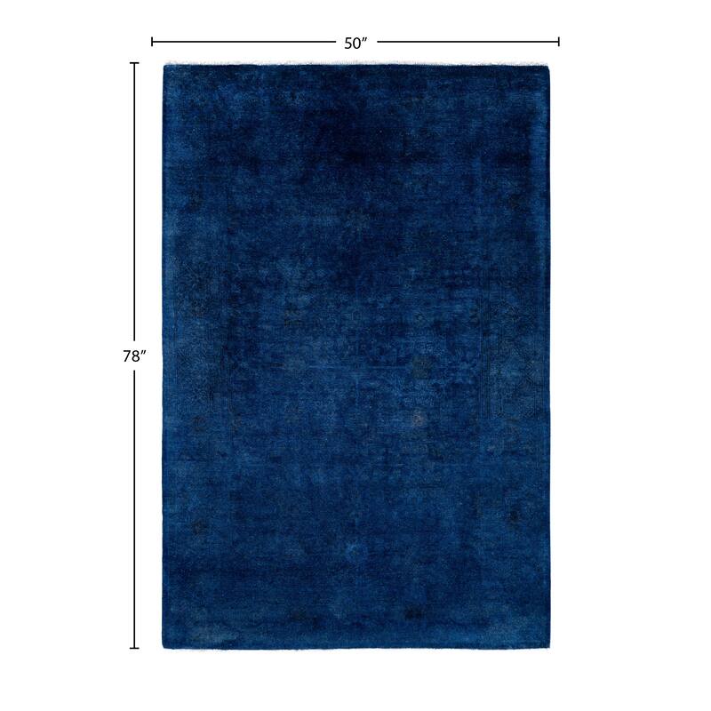 Overdyed One-of-a-Kind Hand-Knotted Area Rug - Blue - 4' 2" x 6' 6"