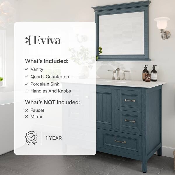 Eviva Britney 42 in. W x 22 in. D White Bathroom Vanity with Carrara Quartz Top and Undermount Sink