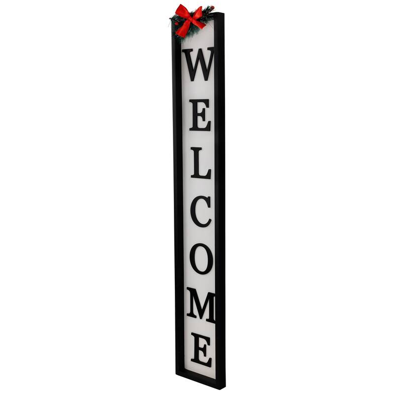Welcome Christmas Porch Sign with Pine and Bow - 35.75"