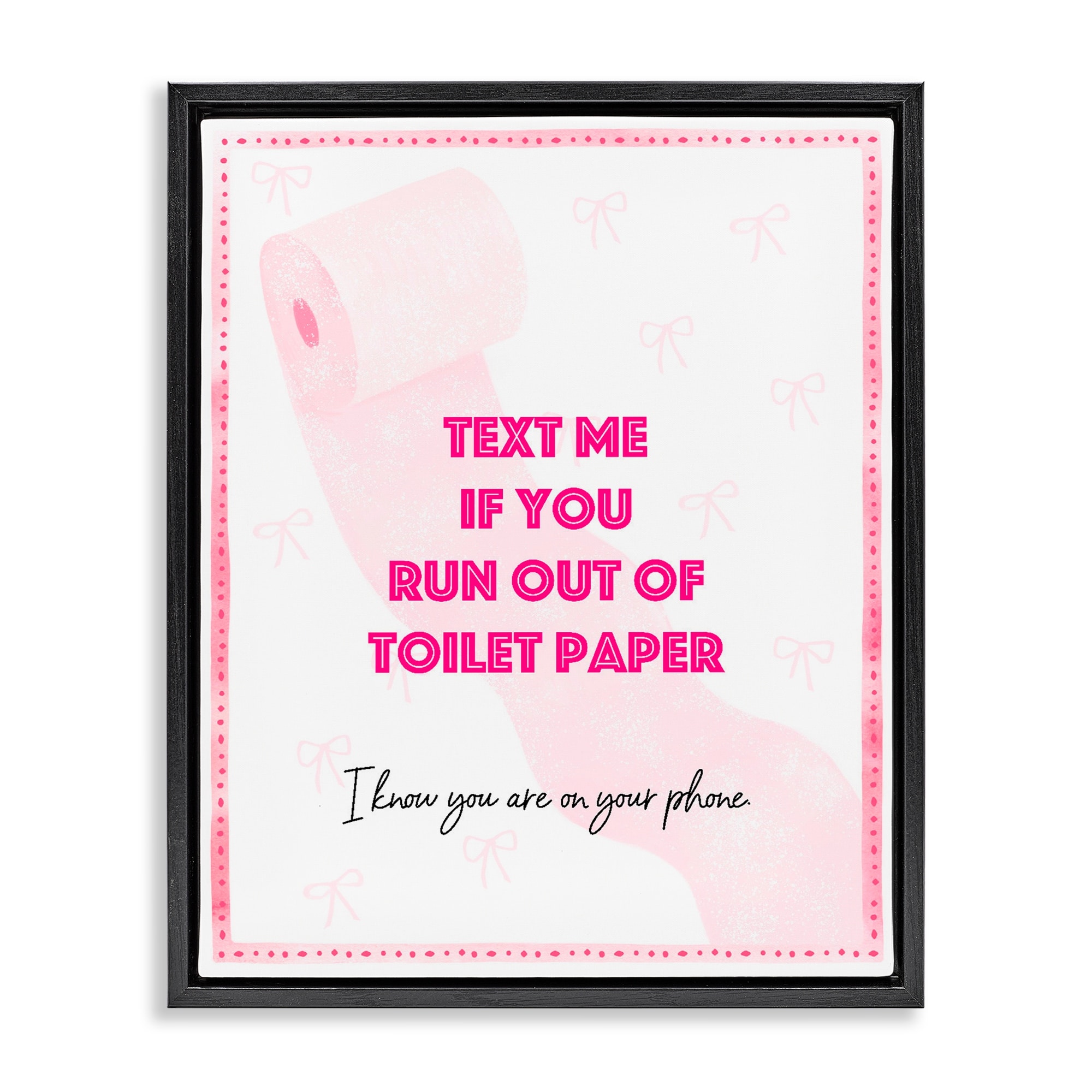 Stupell Pink Text for Toilet Paper Framed Floater Canvas Wall Art Design By Ziwei Li
