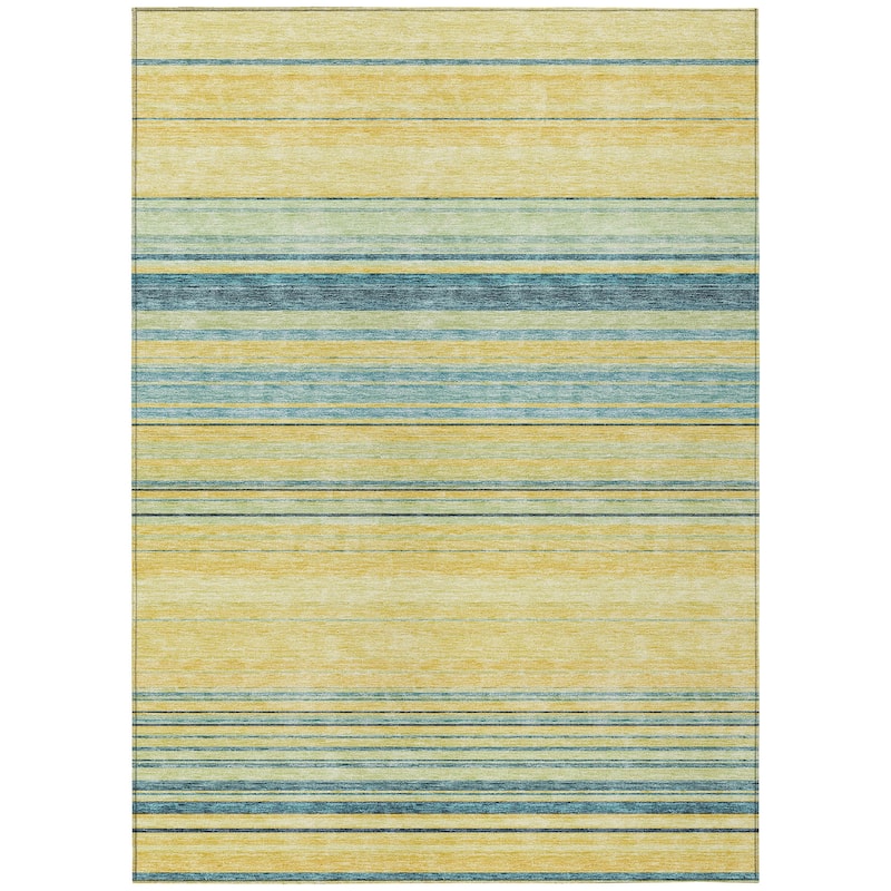 Machine Washable Indoor/ Outdoor Ombre Stripes Chantille Rug