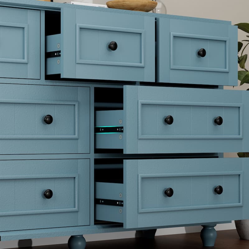 47"W Retro 7-Drawer Dresser Farmhouse Wood Dressers Chest of Drawers