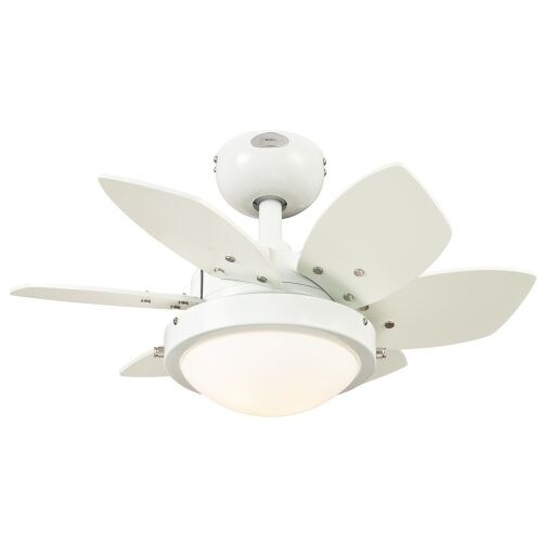 Westinghouse 7247100 Quince 24" 6 Blade Hanging Indoor Ceiling Fan with Reversible Motor, Blades, Light Kit, and Down Rod