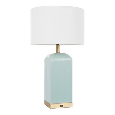 Carmen Contemporary Ceramic Table Lamp with USB Port - N/A