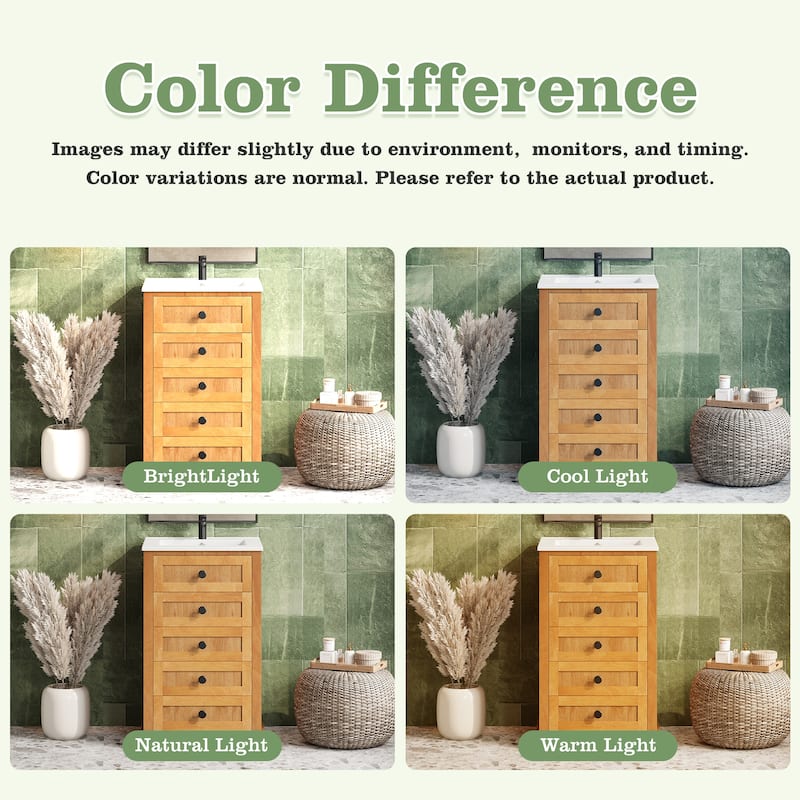 20" Bathroom Vanity with Integrated Ceramic Sink & Soft-Closing Door