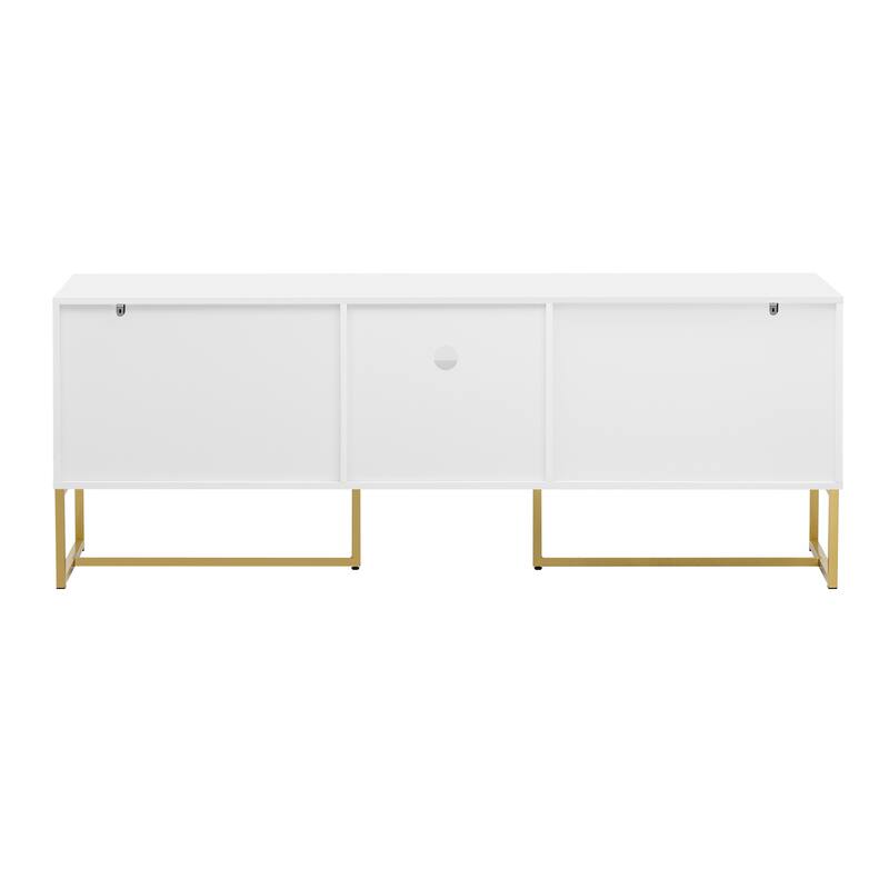 Roomfitters Modern TV Stand for up to 70 Inch TV, Media Cabinet with Drawer, Metal Legs and Safety Features, Black