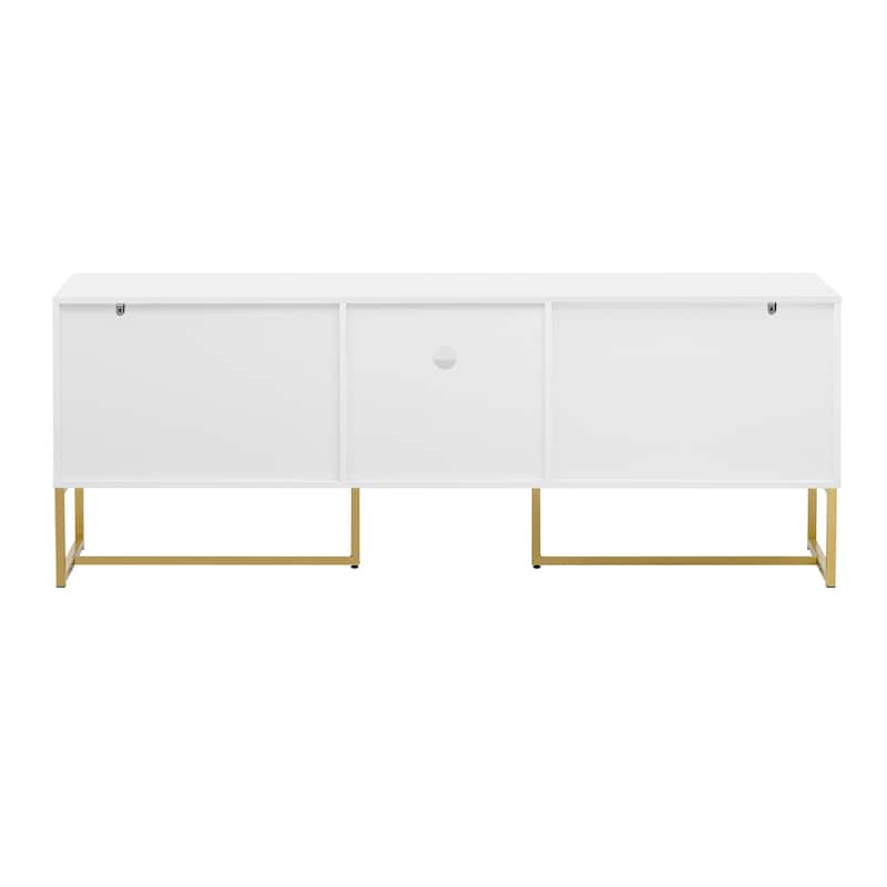 Wooden TV Stand with Irregular Legs Rectangular Decorative Media Center with Storage 4 Doors TV Cabinet for TV up to 70"