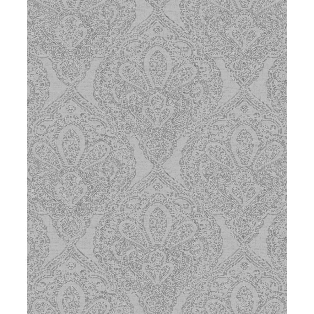 Galerie Wallcoverings Emporium 3D Embossed Mehndi Damask Non-woven Metallic Wallpaper Roll