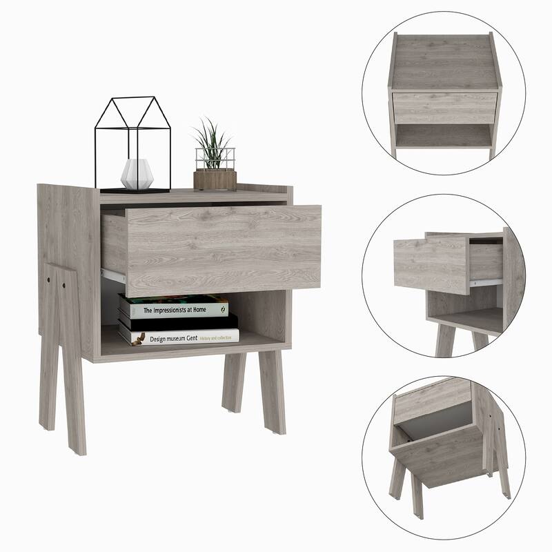 Oak Nightstand with 1-drawer and 1-Shelf