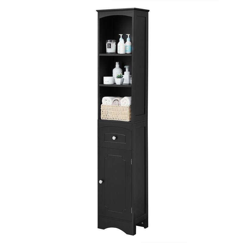 Bathroom Corner Cabinet, Multi-Functional Wooden Bathroom Cabinet, Freestanding Storage Cabinet with 1 Door & Adjustable Shelves