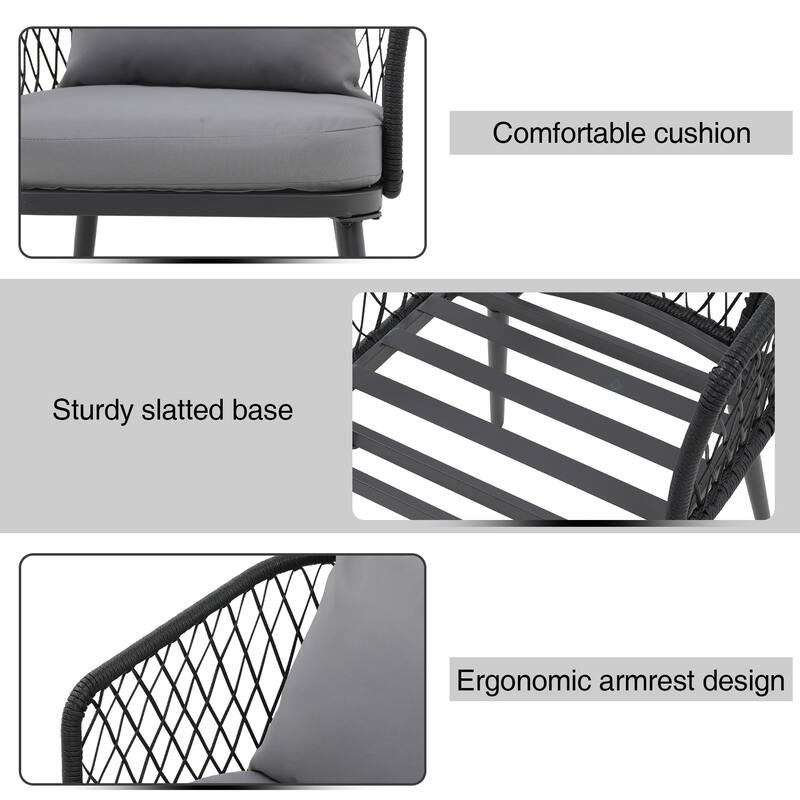 Outdoor 2 Piece Patio Chair Design with Wicker Dining Chairs