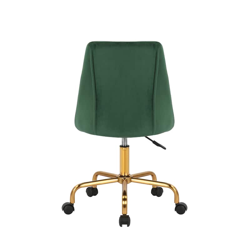 Porthos Home Caia Armless Office Chair, Velvet, Gold Metal Legs