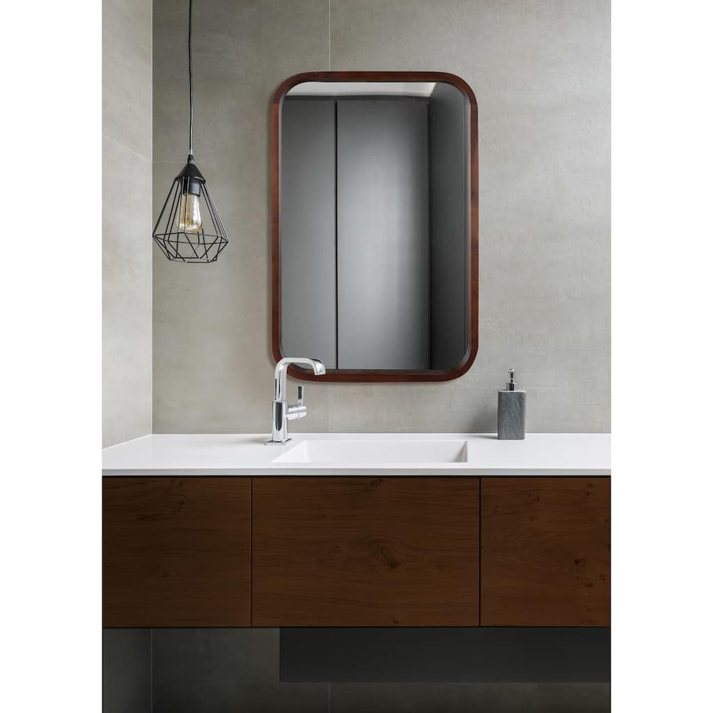 Kate and Laurel Hutton Wood Framed Radius Rectangle Mirror
