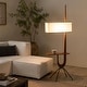 preview thumbnail 2 of 7, Mid-Century Wood Tripod Floor Lamp with Table