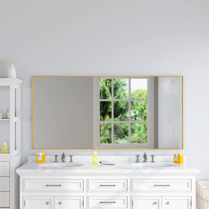 TOOLKISS Right Angle Aluminum Frame Bathroom Vanity Mirror with Clear Glass
