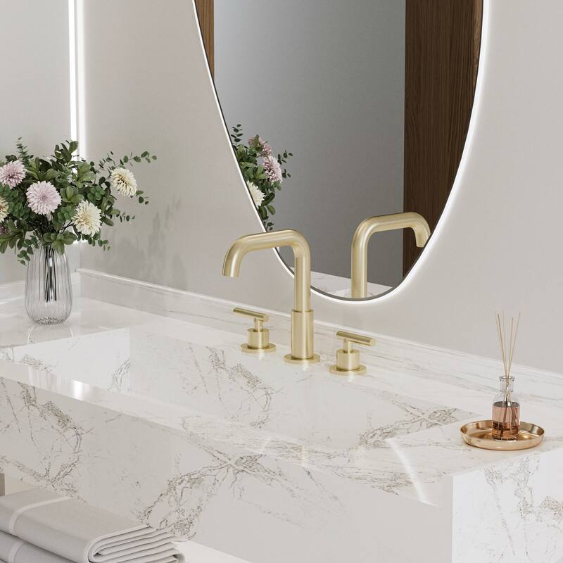 Modland 3-Hole Bathroom Faucet with 360-degree Swivel Spout, CUPC Certified & Leak-Proof, Luxury Brushed Gold