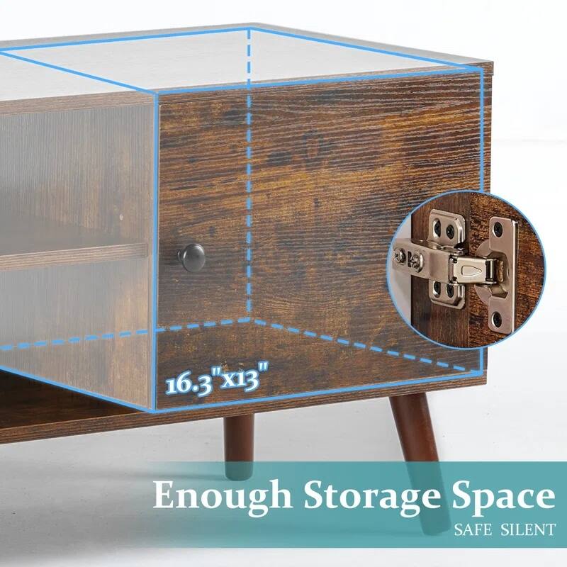 TV Stand, Mid Century Modern TV Stand for 55/60 inch TV, Farmhouse TV Stand, Entertainment Center for Living Room