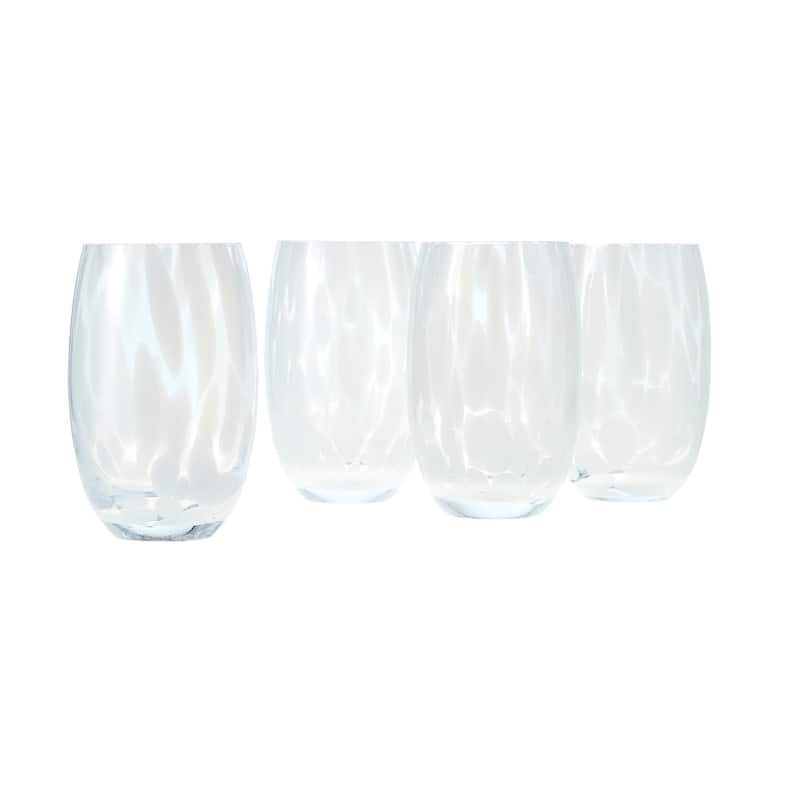 Blue Rose Polish Pottery Hand blown Water Glass Set - Opal