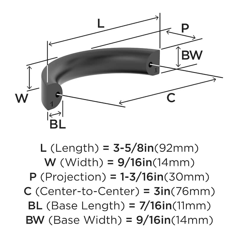 Amerock BP37345 Parabolic 3" Center to Center Arch Cabinet Pull - Champagne Bronze