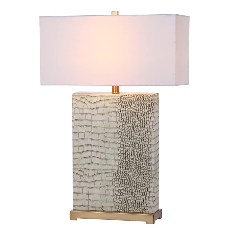SAFAVIEH Lighting Cristin 28-inch Faux Alligator Grey Table Lamp (Set of 2) - 18"x8 x27.75 - 18Wx8Dx28H