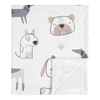 Sweet Jojo Designs Dog Boy Girl Unisex/Gender Neutral Baby Receiving Security Swaddle Blanket Grey Taupe Blue Puppy Watercolor