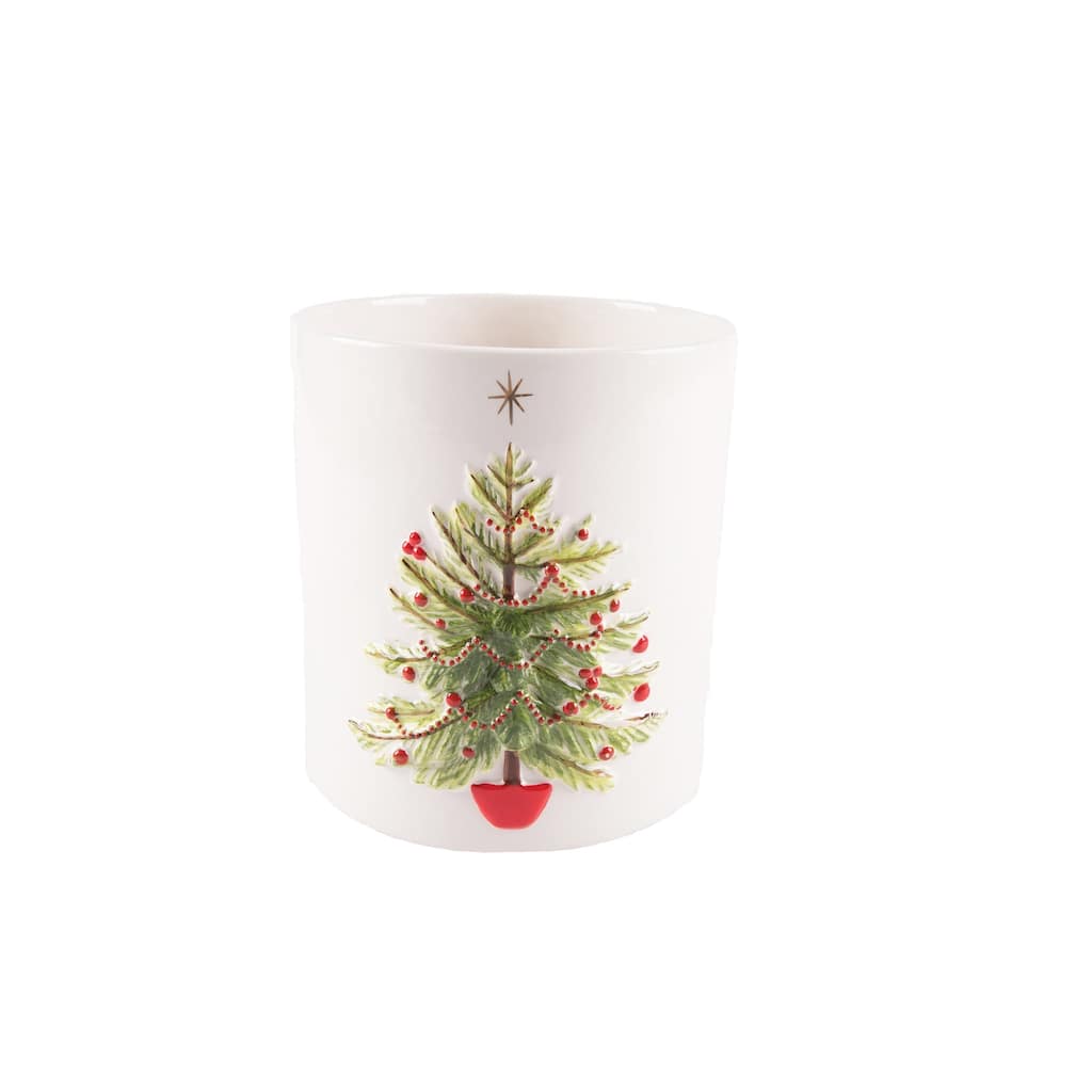 XmasTree Handpaint Container W/Gold