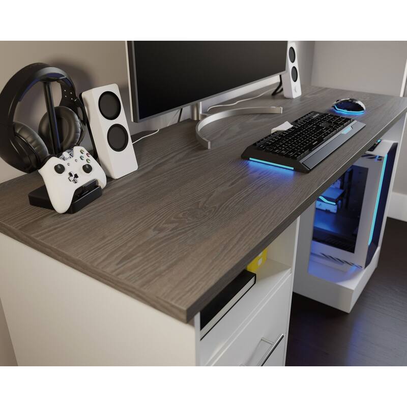 Gaming Desk 60" Top Open And Drawer Ped