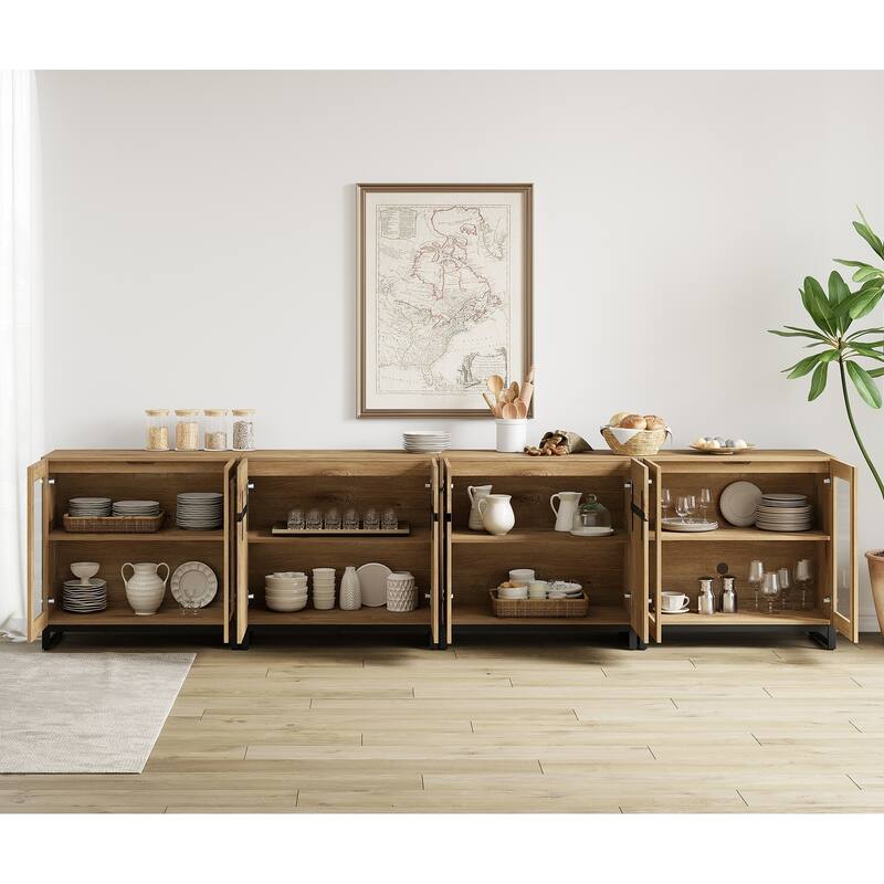 Modern Dresser with Adjustable Shelves, 4 in 1 Storage Cabinet with Glass Doors for Bedroom