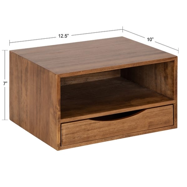 dimension image slide 4 of 5, Kate and Laurel Hutton Floating Wall Shelf with Drawer - 12.5x10x7