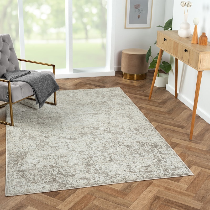 Soniv Distressed Abstract Area Rug By HomeRoots - 2' x 3'