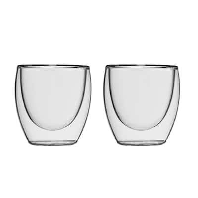 Insulated Double Wall Mug Cup Glass-Set of 4 Mugs/Cups Thermal,95ml