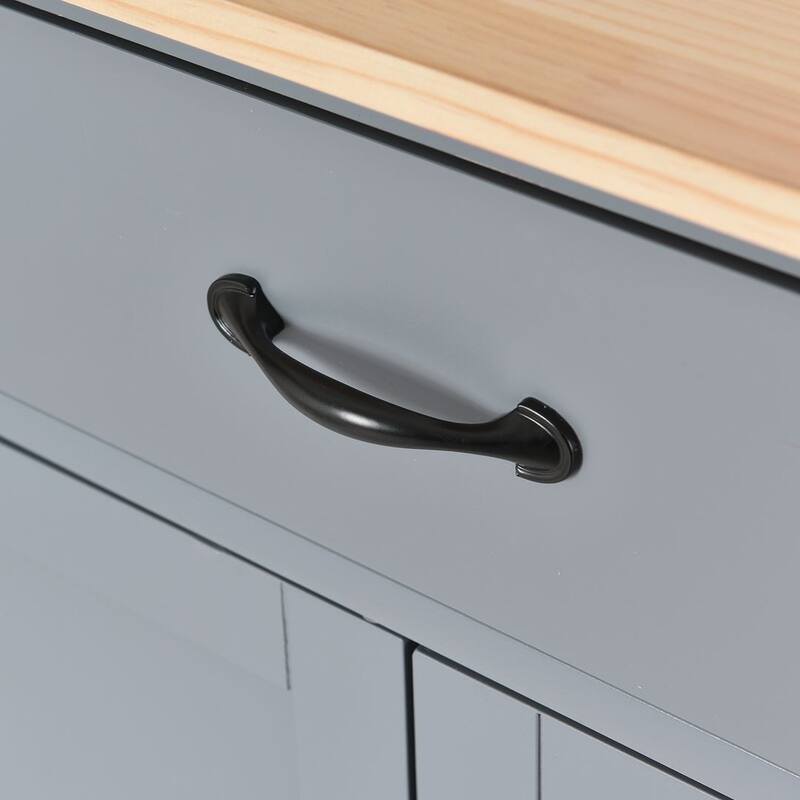 Kitchen Island Cart with Solid Wood Top, Locking Wheels, Spice & Towel Rack