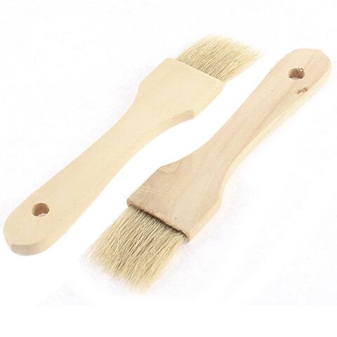 Nylon Bristle Head Wooden Handle Barbecue BBQ Baking Brush 2 Pcs - Beige