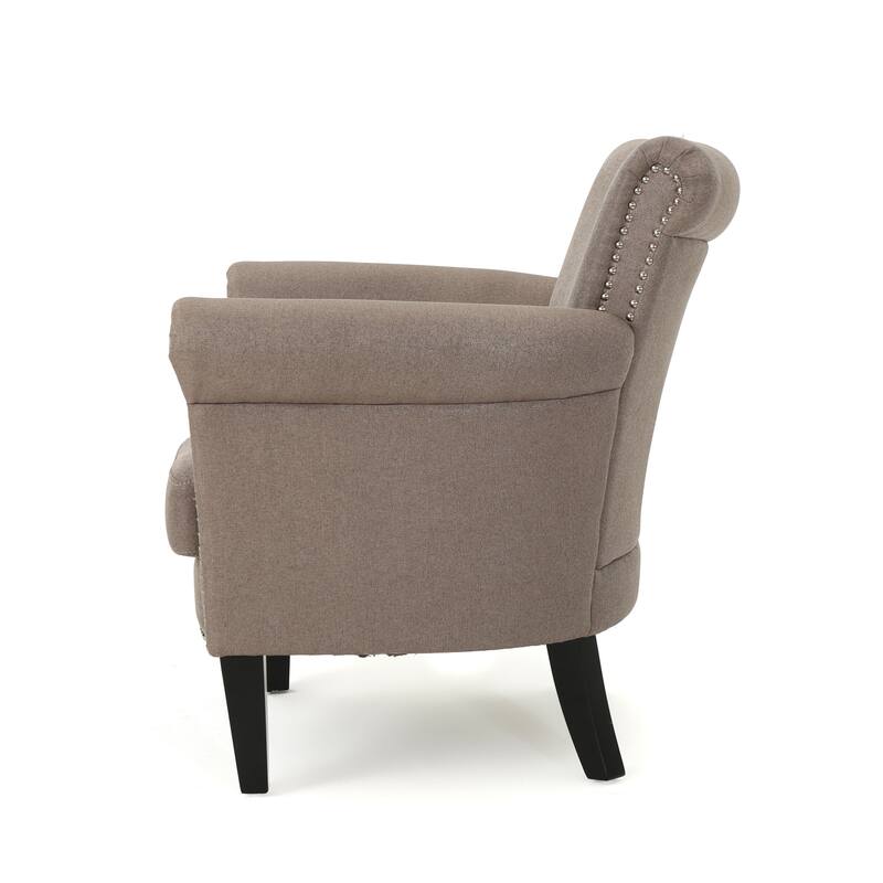 Roomfitters Upholstered Club Chair with Rolled Arms, Nailhead Trim and Cushioned Seat, Stylish Accent Armchair