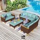 preview thumbnail 43 of 42, 12-Seat Outdoor Wicker Half-Round Furniture Set, Half-Moon Sectional Sofa All Weather Curved Conversation Set 10-Seat - Type K