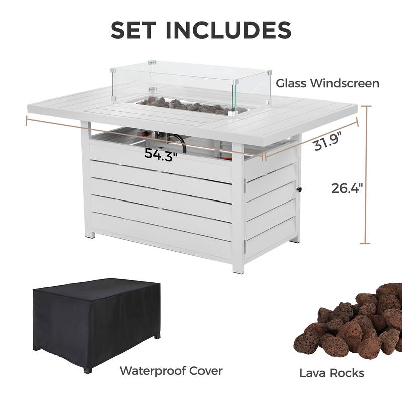 4 Pcs Patio Furniture Set with Propane Firepit