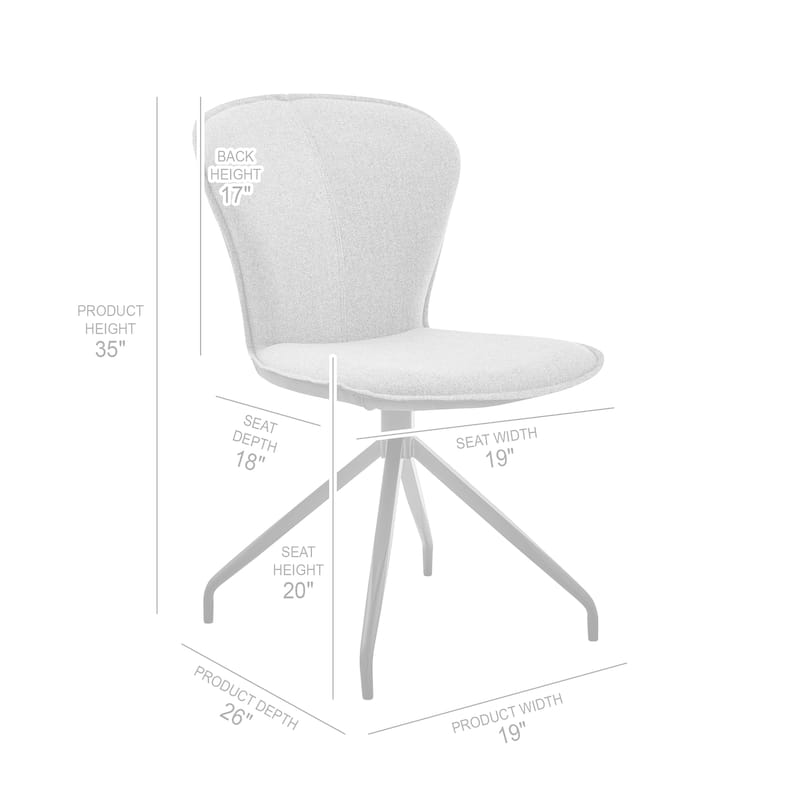 Petrie Grey Fabric and Black Metal Star Base Dining Chairs - Set of 2