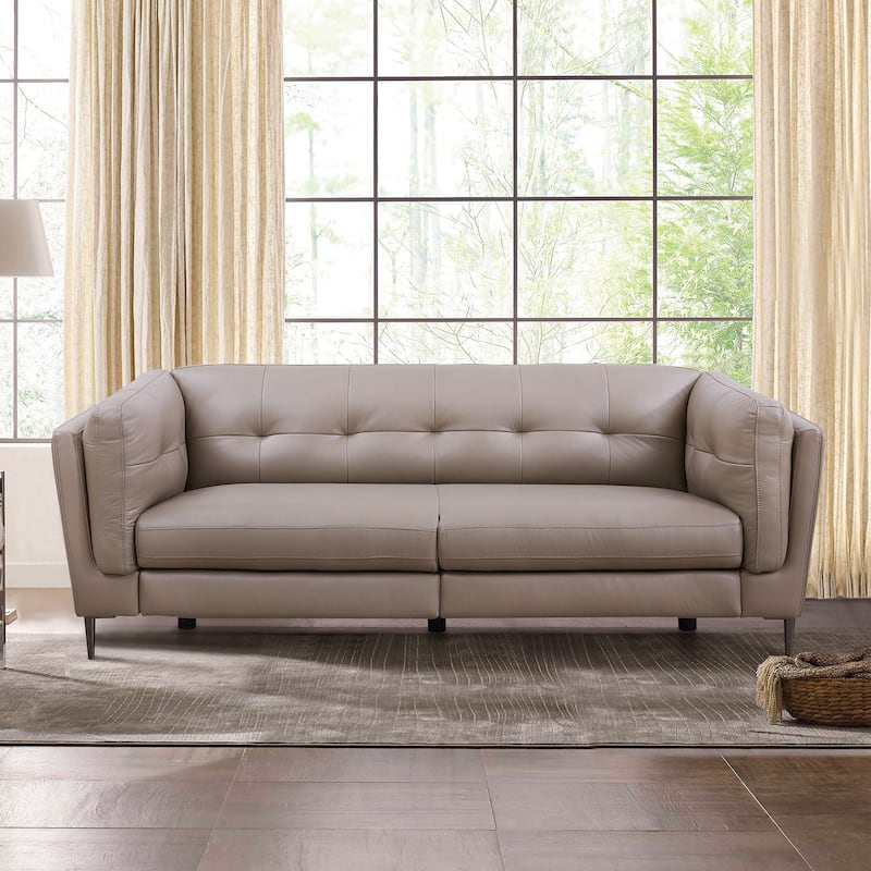 Primrose Navy Leather Sofa with Power Footrest