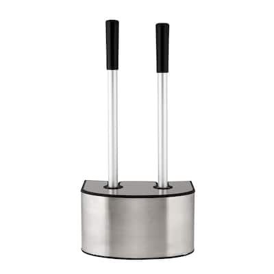 Bath Bliss 2-in-1 Toilet Brush and Plunger Set in Stainless Steel - 8.66" x 5.12" x 18.9"