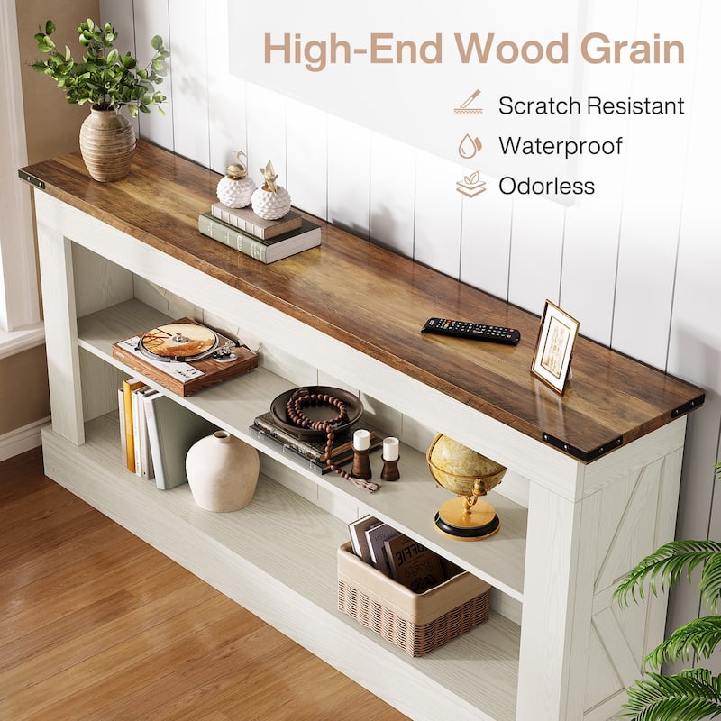 63 Inch Long Console Table with 3 Tiers Storage Shelves for Entryway - 11.81"D x 63"W x 33.3"H