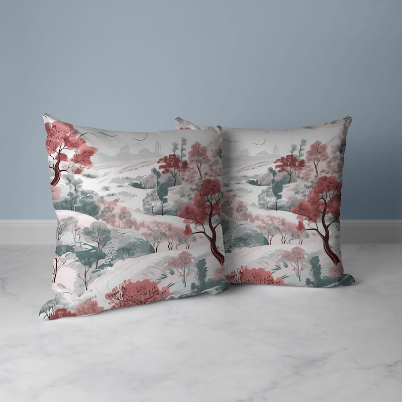 Leaf Magic Stories Faux Suede Reversible Throw Pillow Pink and Green