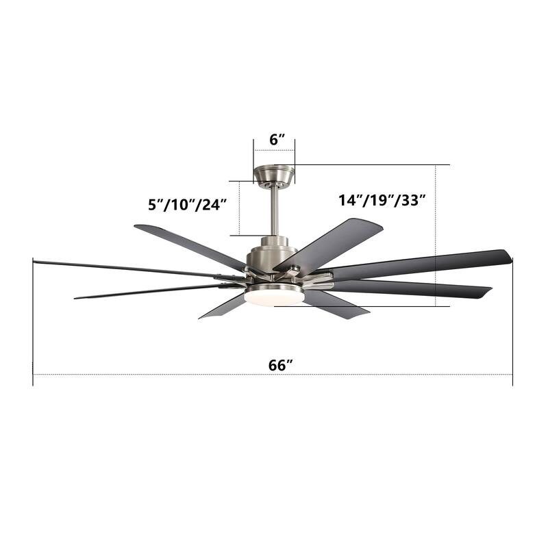 Anmytek 66 Inch LED Ceiling Fan Dimmable Light Reversible DC Motor Smart Remote - 66 Inch