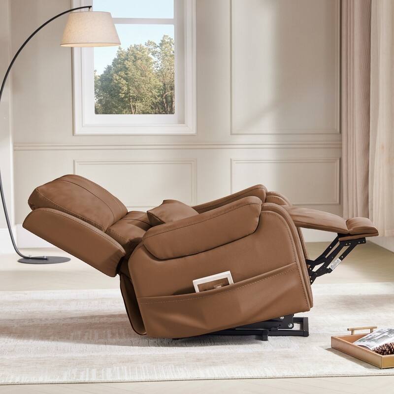 Spruce & Spring Leather Lift Recliner Chair for Elderly with Heat and Massage