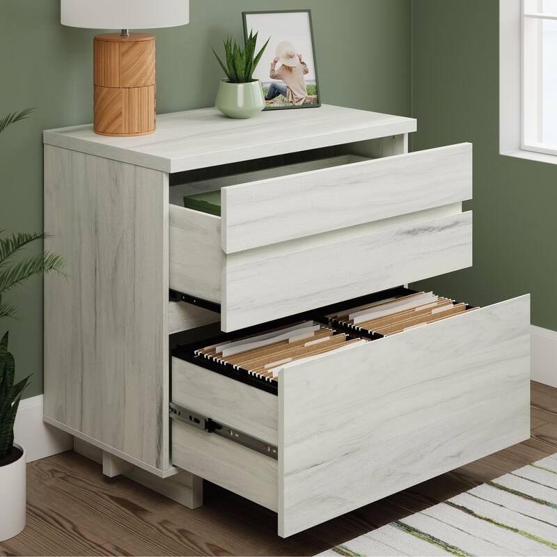 White Office File Cabinet with Large Drawers for Legal Files Printer Storage