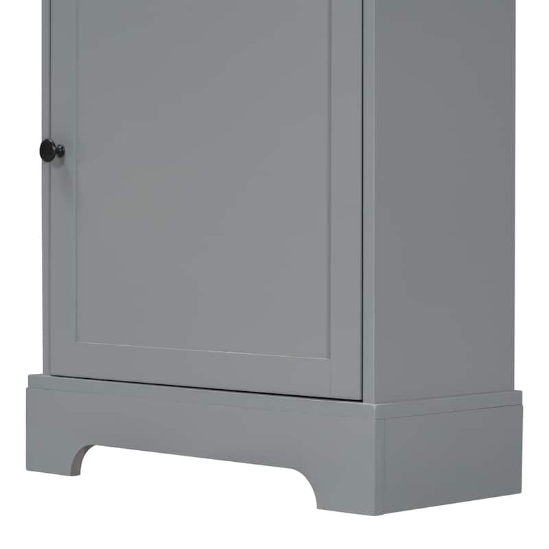Tall Bathroom Cabinet, Storage Cabinet with Door, 2 Drawers, 3 Open Shelves and Ajustable Shelves for Kitchen Entrance Bedroom