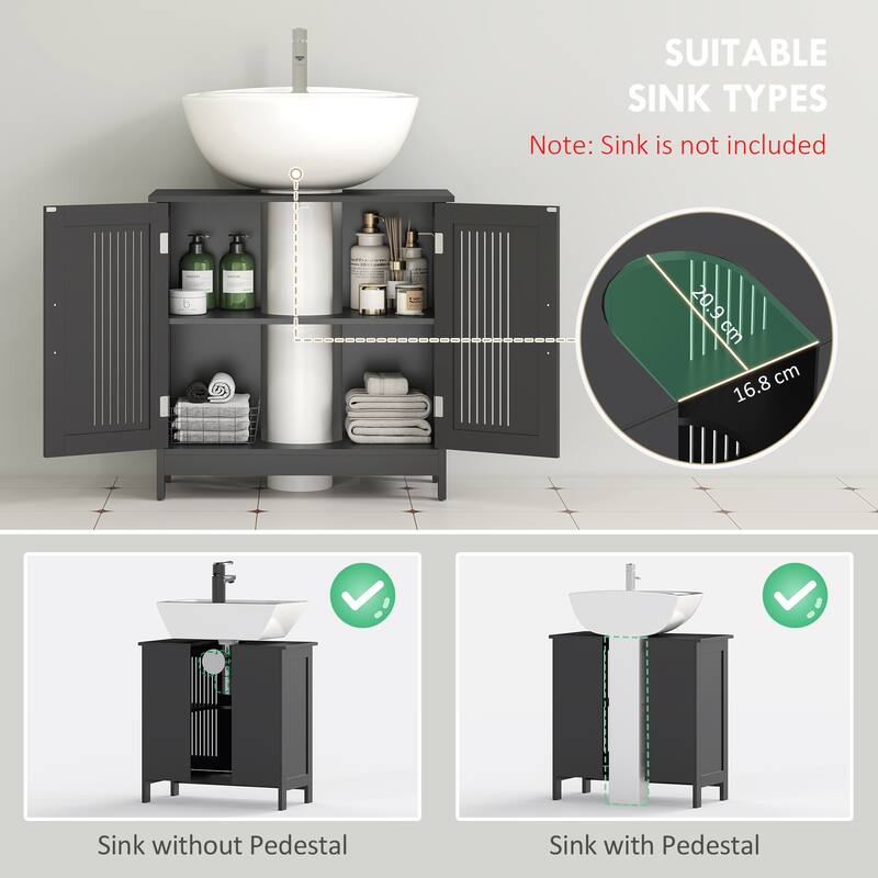 kleankin Under Sink Cabinet for Efficient Small Bathroom Storage, Modern and Elegant Bathroom Cabinet Storage for Small Spaces