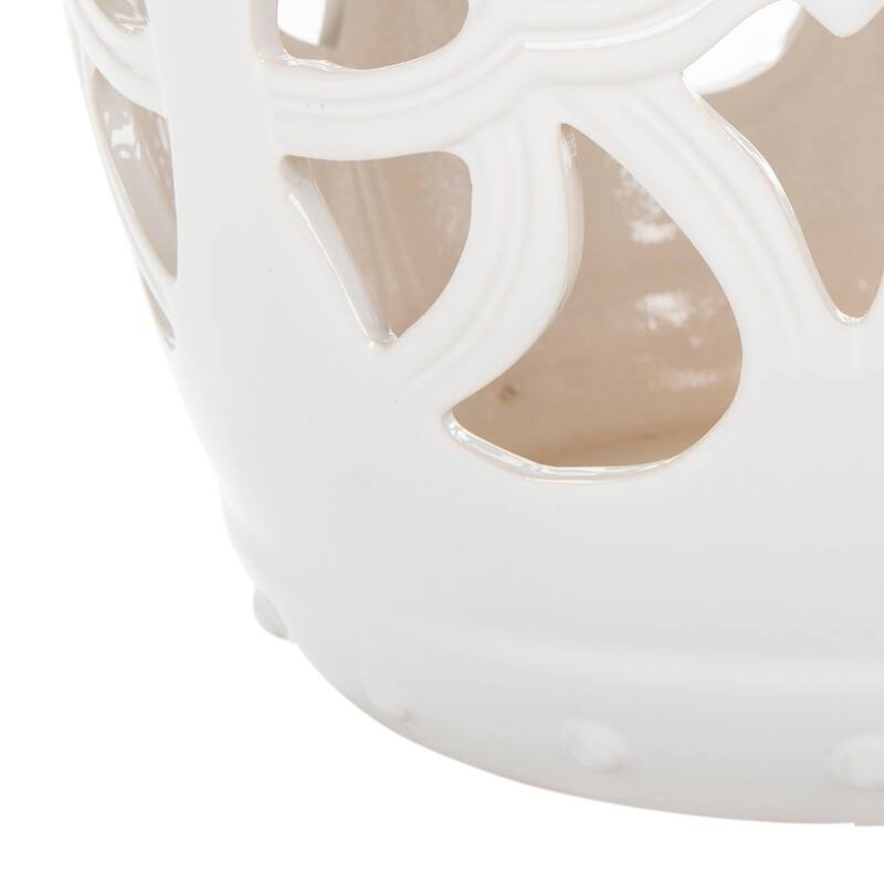 SAFAVIEH Dojna Vine White Ceramic Decorative Garden Stool
